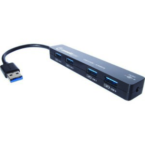 PP8111 | 4 Port Hub USB 3 with UK Power Supply Black