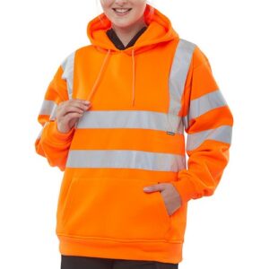 WW1290 | Hoody Pull On Sweatshirt H/V Orange Lge