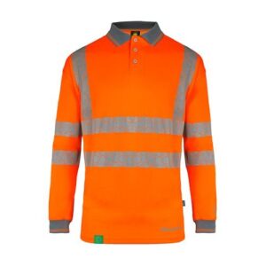 WW2027 | Envirowear Hi-Vis Polo Shirt Long Sleeve Orange 5Xl