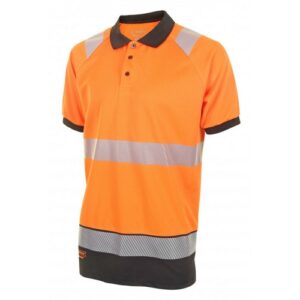 WW2189 | Hivis Two Tone Polo Shirt S/S Or/Blk Xxl